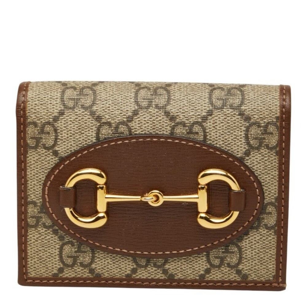 Gucci GG Supreme Horsebit 1955 Bifold Wallet Beige